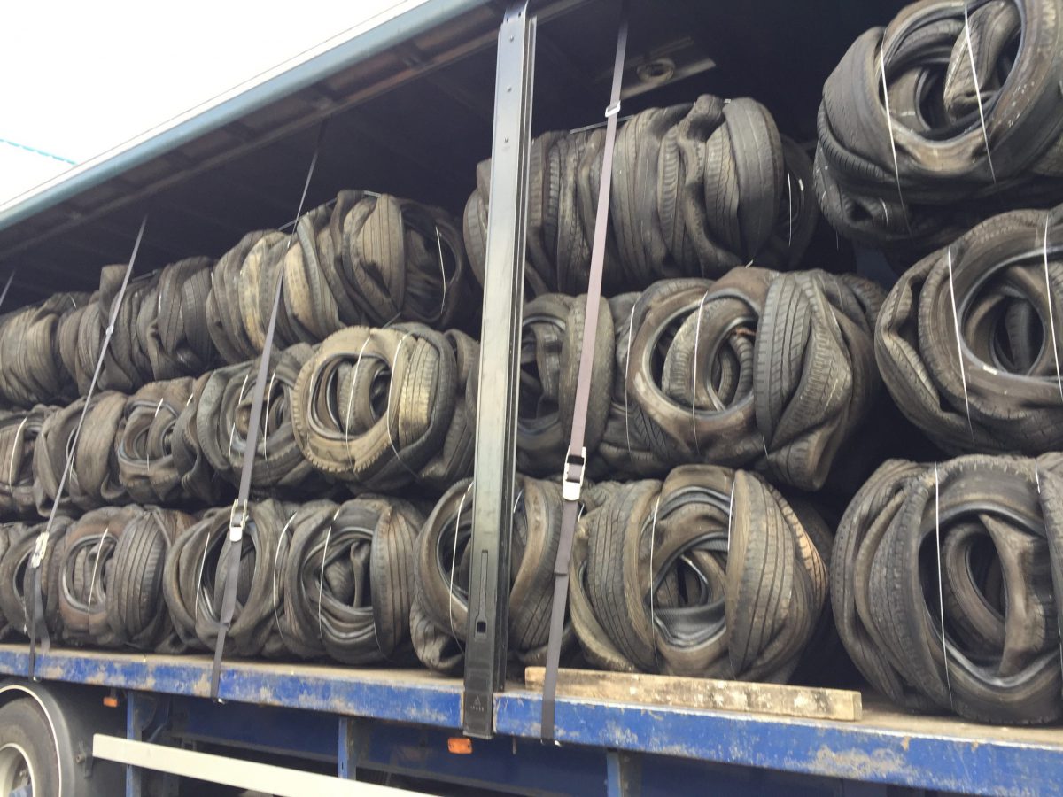 Old tyres on lorry